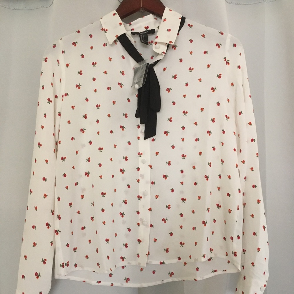 Cherry patterned button up blouse